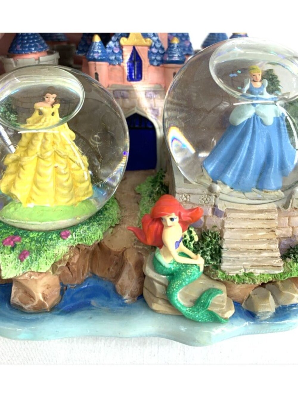 Disney Princess Snowglobe Cinderella Belle Ariel Mini Castle Retired Vintage 5" - Picture 2 of 7